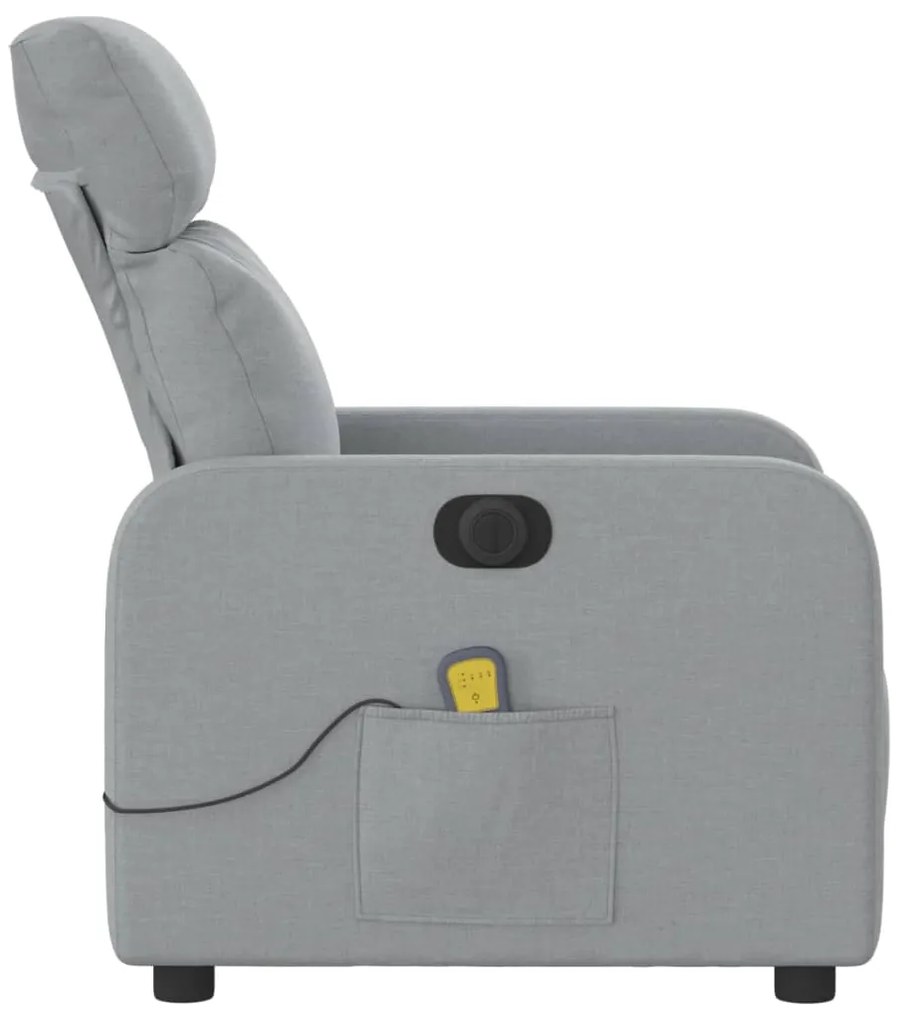 Poltrona de massagens reclinável elétrica tecido cinzento-claro