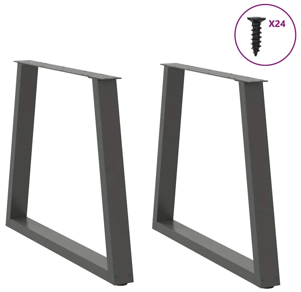 Pés para mesa de jantar em V 2 peças antracite 80x(72-73,3) cm aço