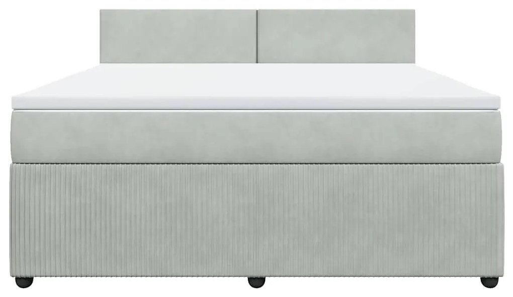 Cama com molas/colchão 180x200 cm veludo cinzento-claro