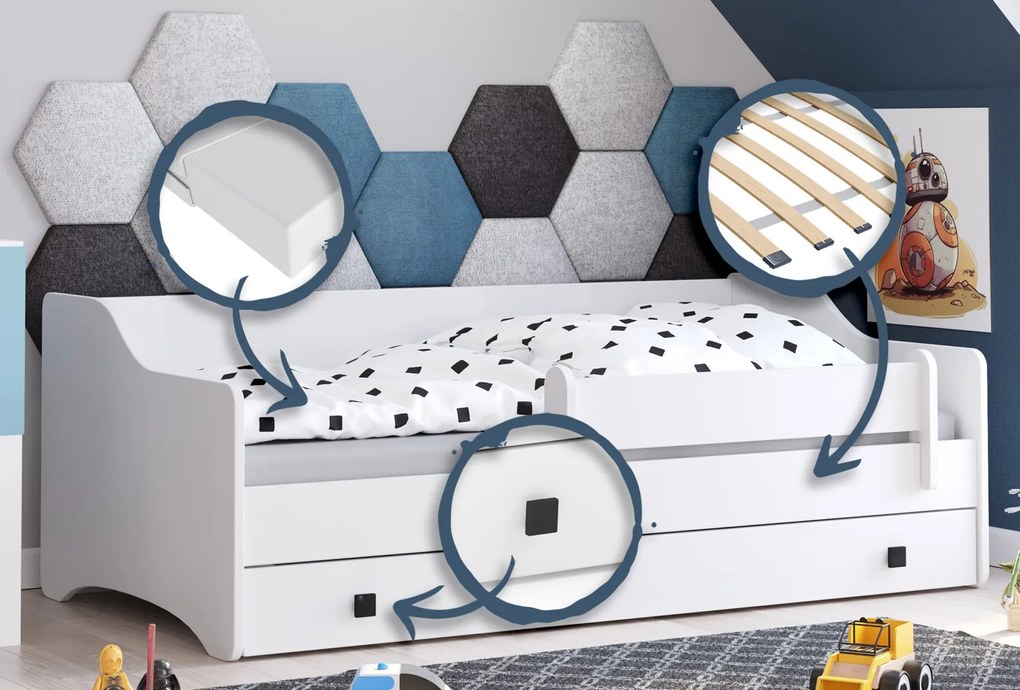 Cama juvenil Erik 180x80 branca - colchão e estrado incluído