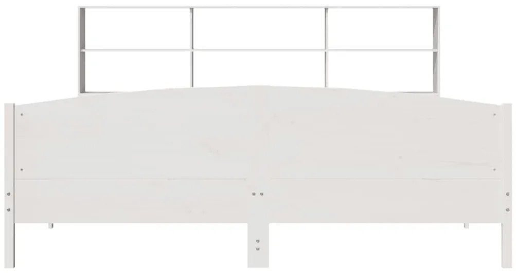 Cama com estante sem colchão 200x200 cm pinho maciço branco