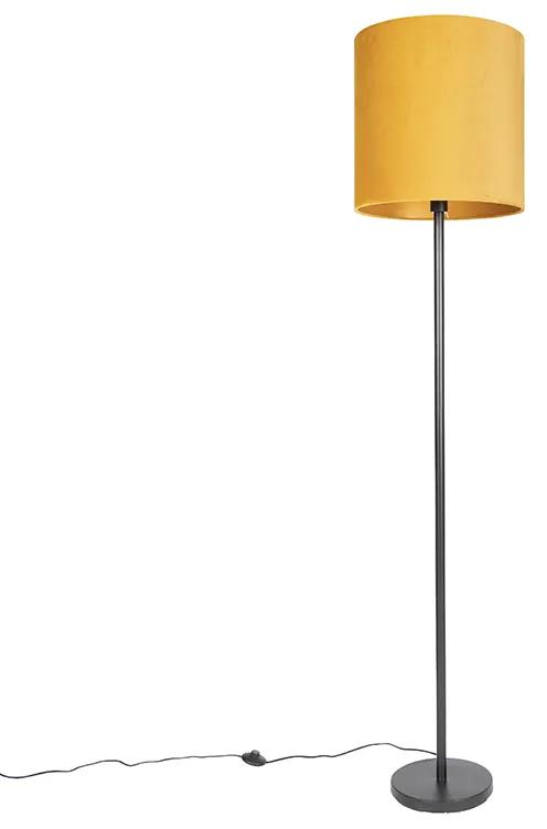 Candeeiro de pé Art Déco preto com sombra amarela de 40 cm - Simplo Moderno