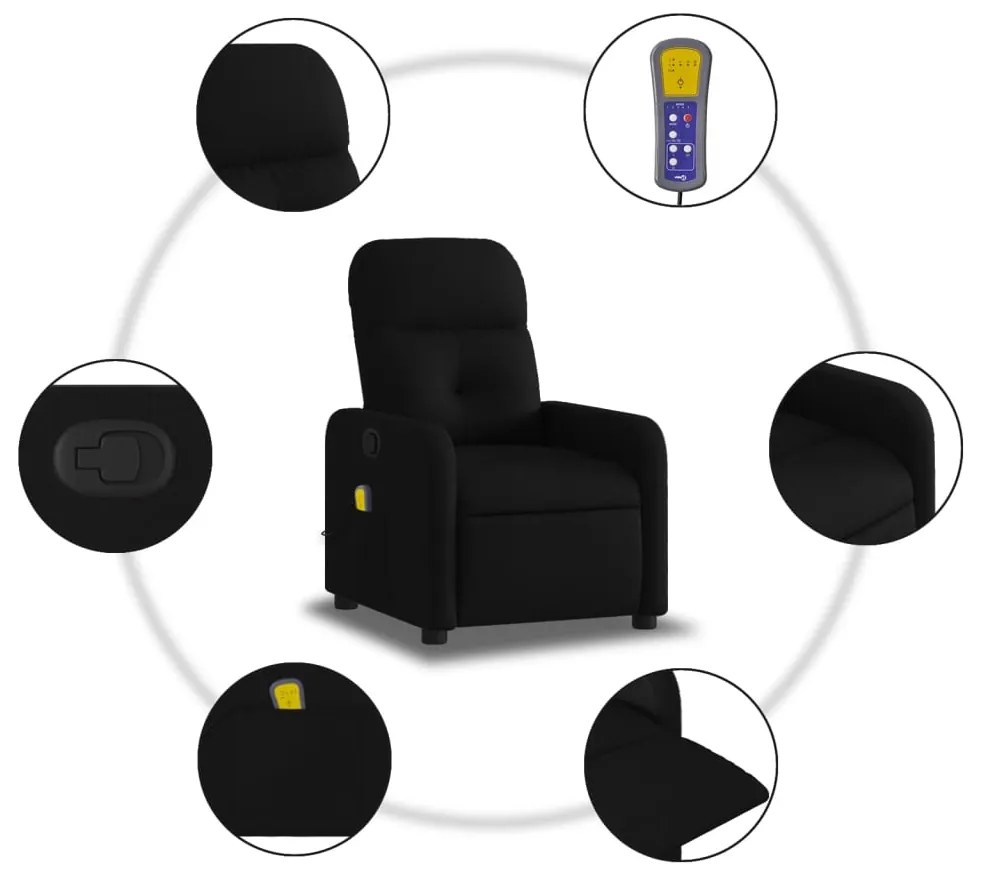 Poltrona de massagens reclinável tecido preto