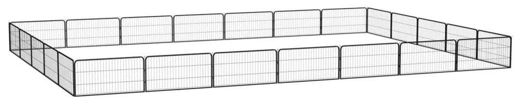 vidaXL Parque p/ cães c/ 24 painéis 100x50 cm aço revestido a pó preto