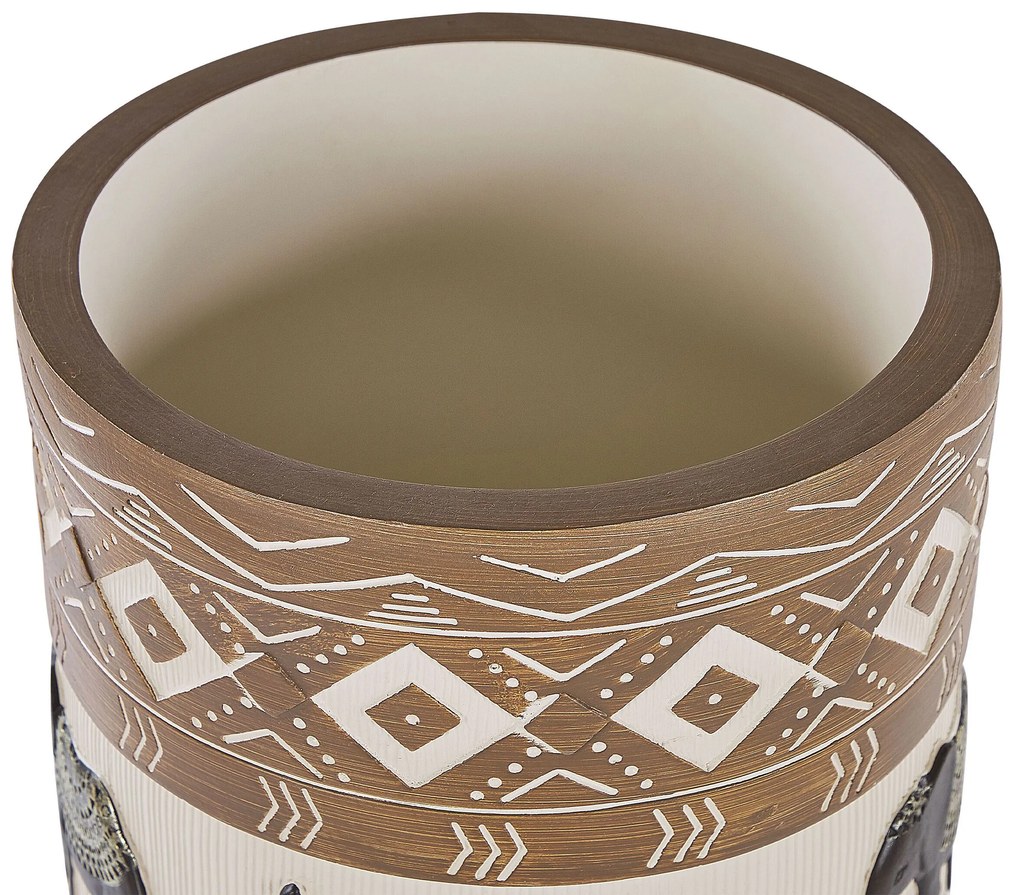 Vaso para plantas com motivo de elefantes em cerâmica creme 30 x 30 x 55 cm ACHILIO Beliani