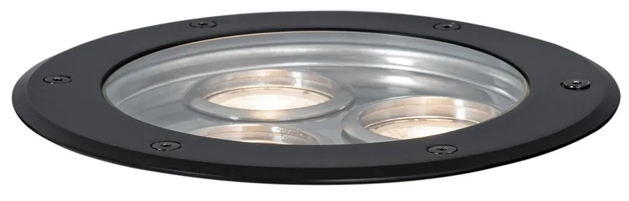 Foco de chão moderno preto 3 luzes IP65 - Tribus Moderno
