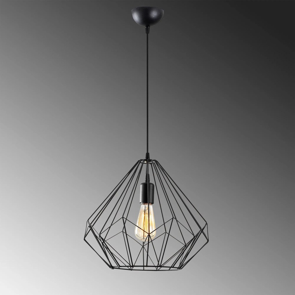 Candeeiro de Teto Diamond – Preto – 37 cm diâmetro x 129 cm altura