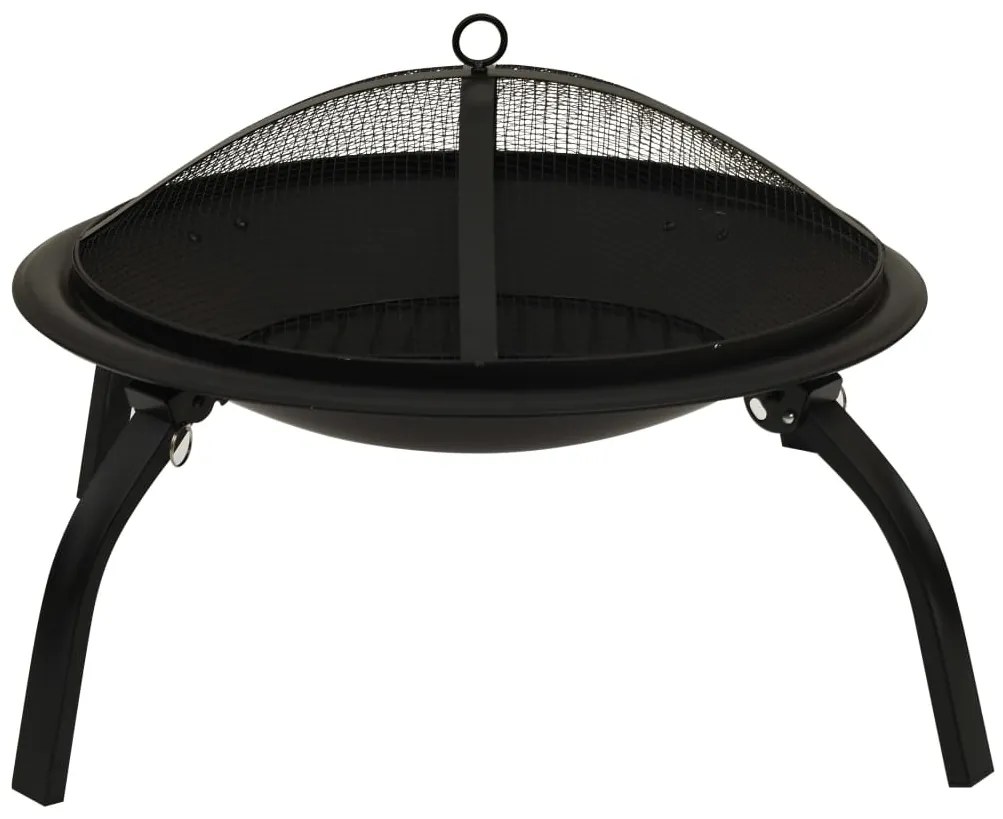 Braseira e barbecue 2-em-1 com atiçador 56x56x49 cm aço