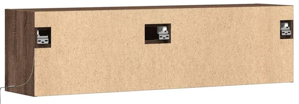 Móvel de parede p/ TV luzes LED 140x31x38 cm carvalho castanho