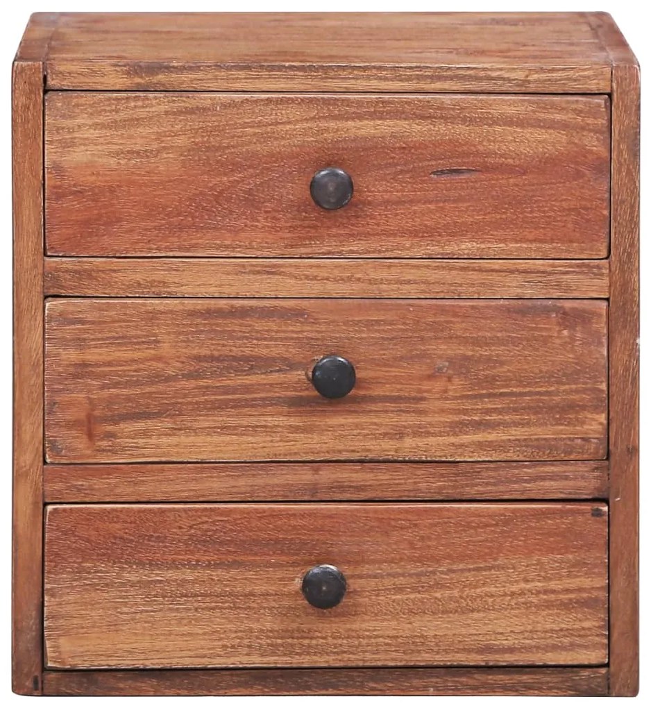 Mesa cabeceira 3 gavetas 35x25x35 cm madeira de mogno maciça