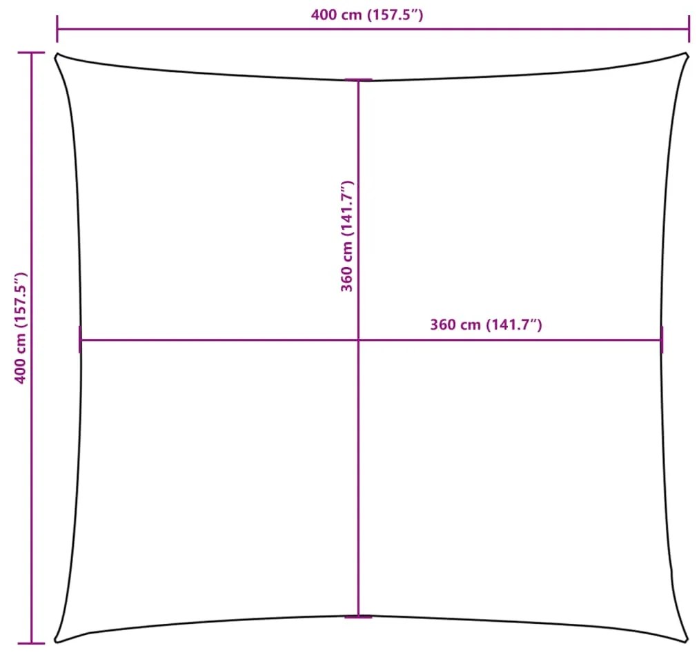 Para-sol vela tecido oxford quadrado 4x4 m antracite