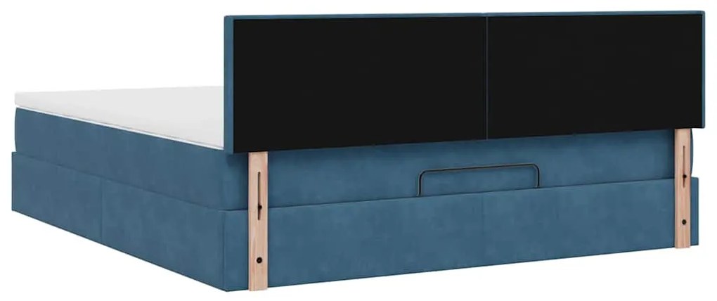 Estrutura de cama otomana com colchão 160x200 cm azul escuro