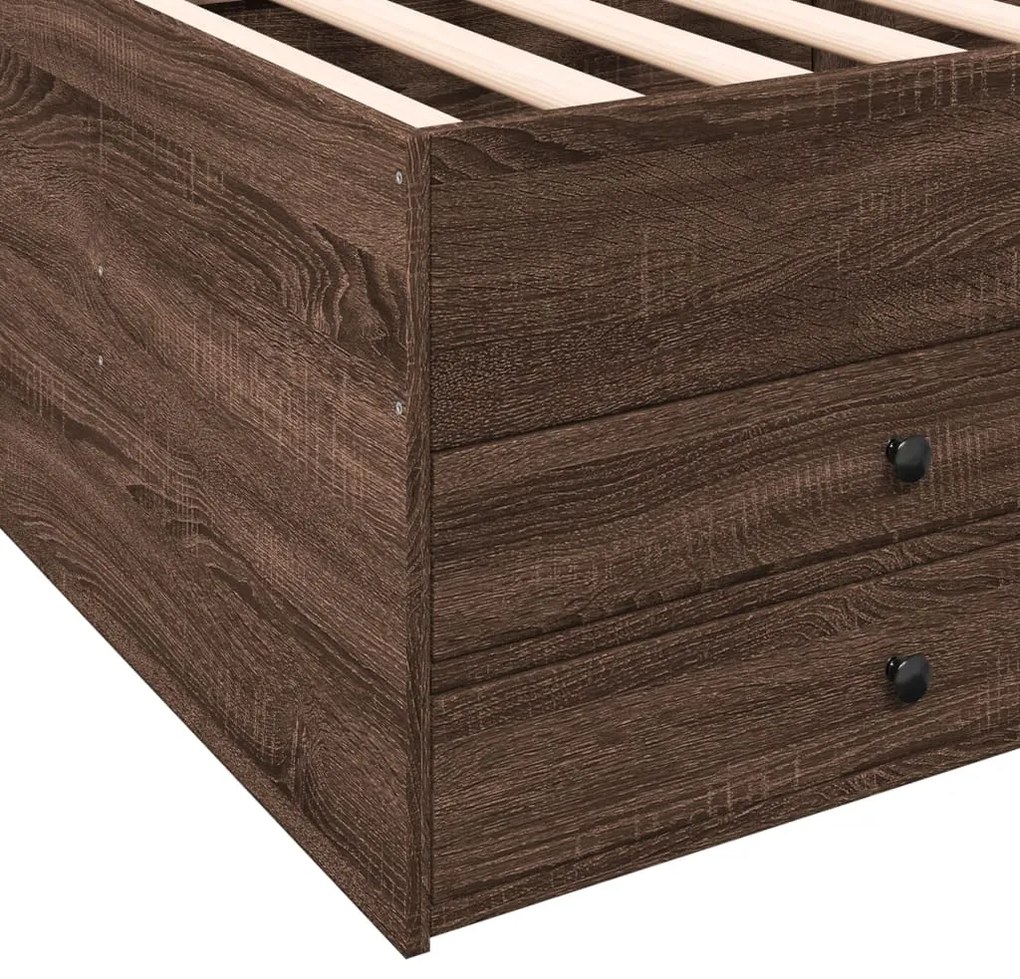 Sofá-cama com gavetas sem colchão 90x200 cm carvalho castanho
