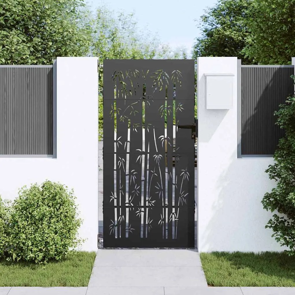 Portão de Jardim Preto 105 x 200 cm Aço com Revestimento em Pó