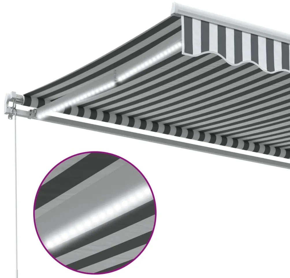 Toldo retrátil manual com luzes LED 350x250 cm antracite/branco