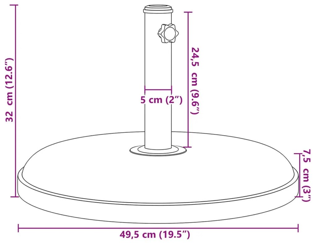 Base de guarda-sol para postes de Ø32/35/38 mm 25 kg redondo