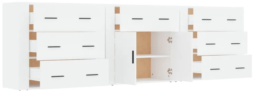 Aparadores 3 pcs madeira processada branco