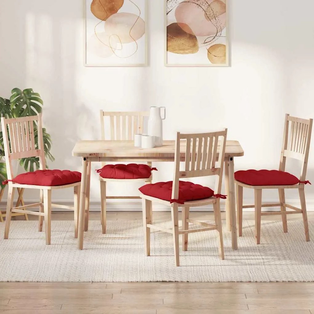 vidaXL Almofadas de Assento 4 pcs Vermelho 40 x 40 x 6 cm tecido