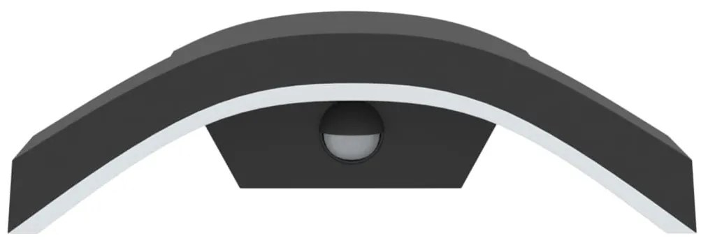 Candeeiros parede LED exterior c/ sensor 2 pcs alumínio preto