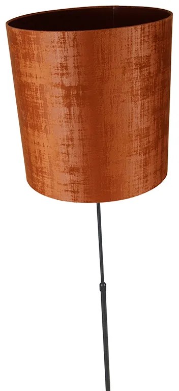 Candeeiro de pé com abajur preto e vermelho 40 cm ajustável - Parte Moderno