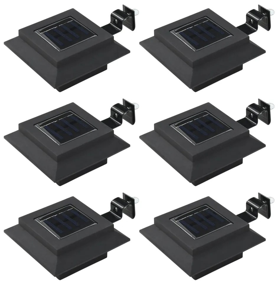 vidaXL Candeeiro de exterior solar LED 6 pcs preto quadrado 12 cm