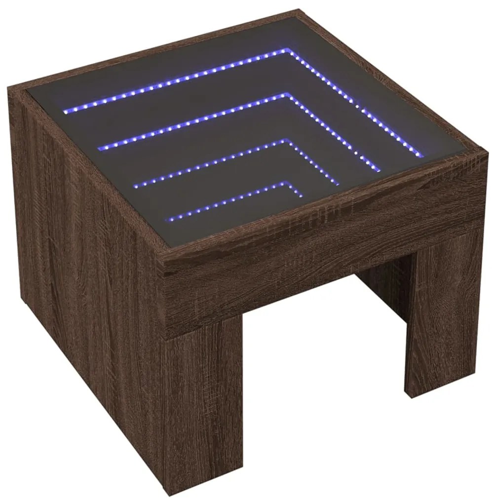 Mesa de cabeceira c/ LED Infinity 40x40x30 cm carvalho castanho