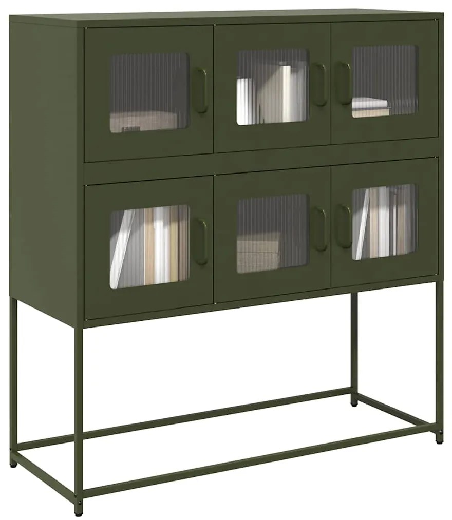 vidaXL Aparador 100,5x39x107 cm aço laminado a frio verde-azeitona