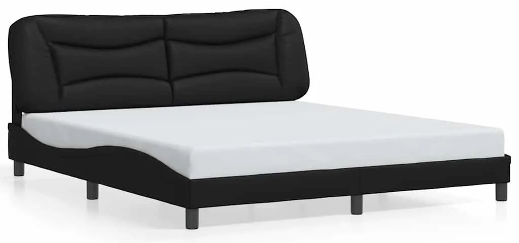 Estrutura de cama c/ luzes LED 180x200cm couro artificial preto