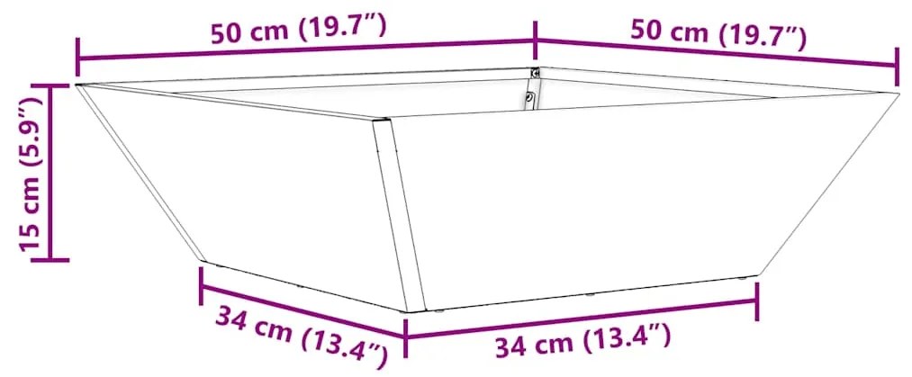 Cachepô Jardim Branco 50x50x15 cm Aço
