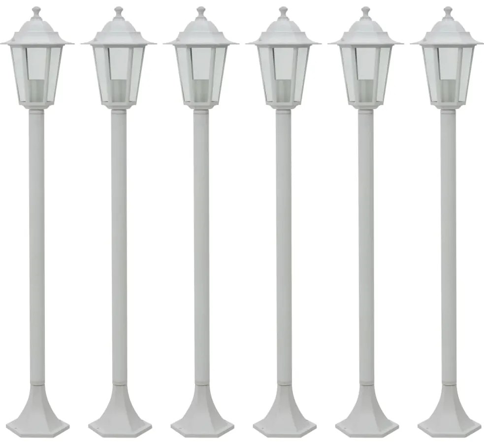 Candeeiros de pé para jardim 6 pcs E27 110 cm alumínio branco
