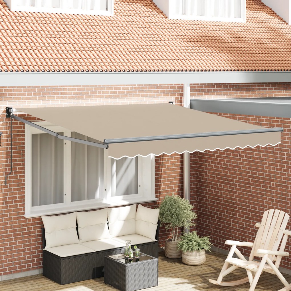Toldo Retrátil Manual vidaXL Bege 350x250 cm