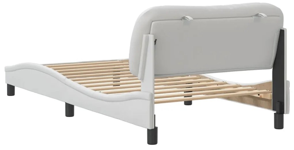 Estrutura cama c/ cabeceira 100x200 cm couro artificial branco