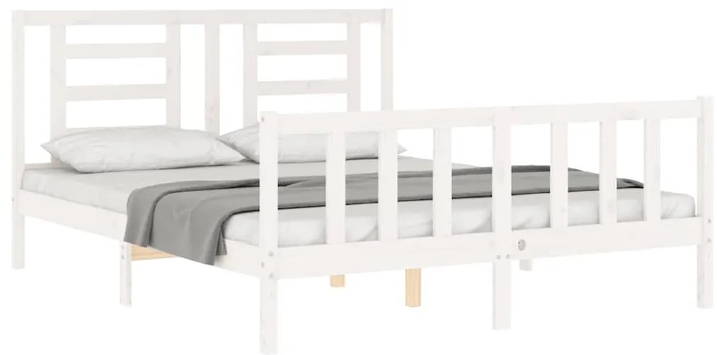 Cama sem colchão 160x200 cm madeira de pinho maciça branco
