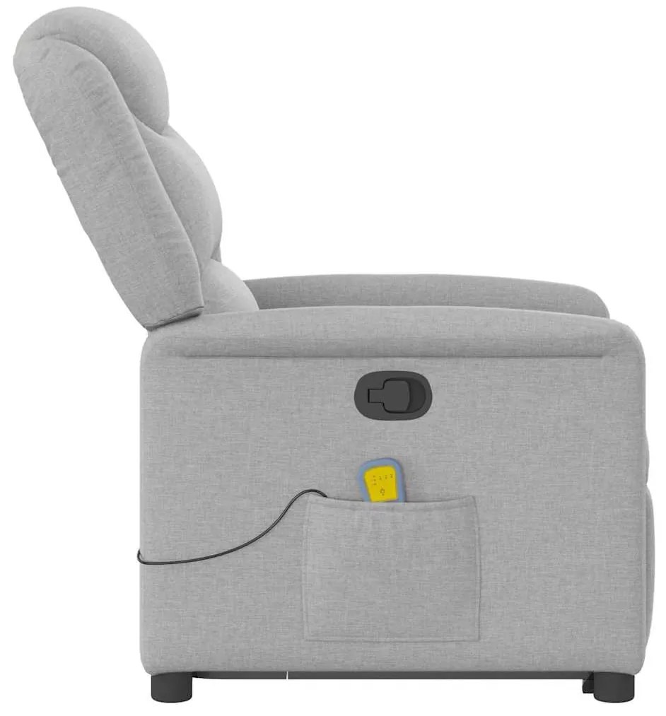 Poltrona elevatória de massagens tecido cinzento-nublado