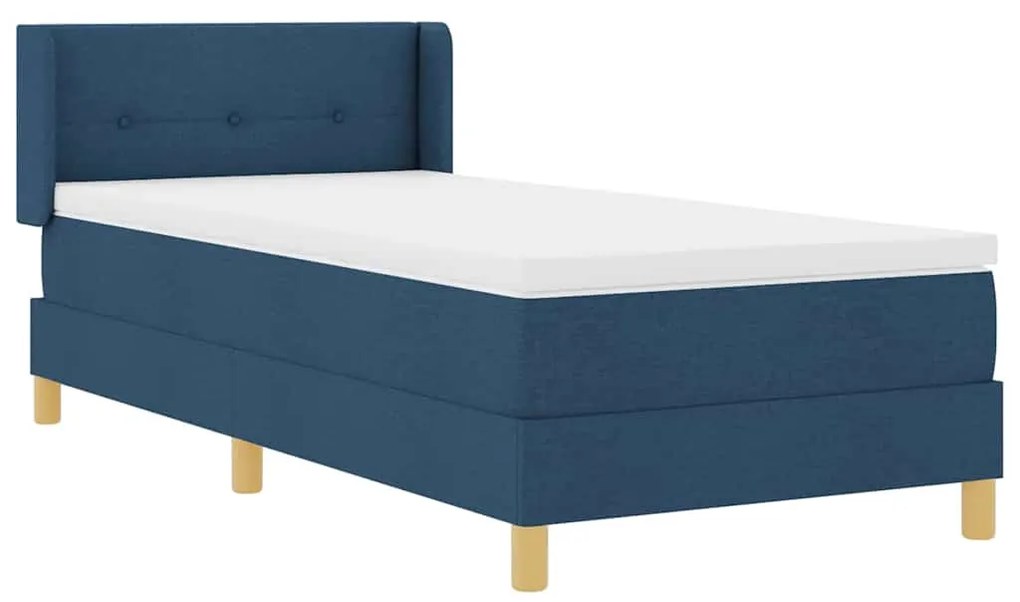 Cama Box com Colchão Azul, 100 x 200 cm, tecido.