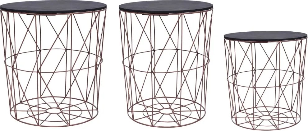 vidaXL Mesas de centro 3 pcs cobre