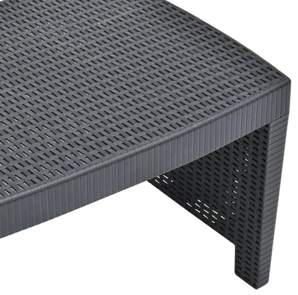 Conjunto lounge para jardim 3 pcs plástico antracite
