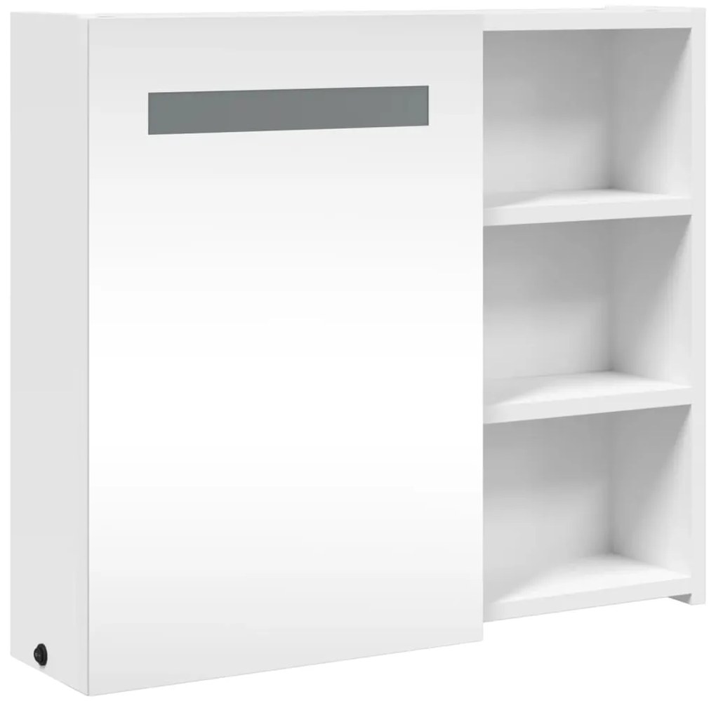 Armário espelhado p/ casa de banho c/ LEDs 60x13x52cm branco