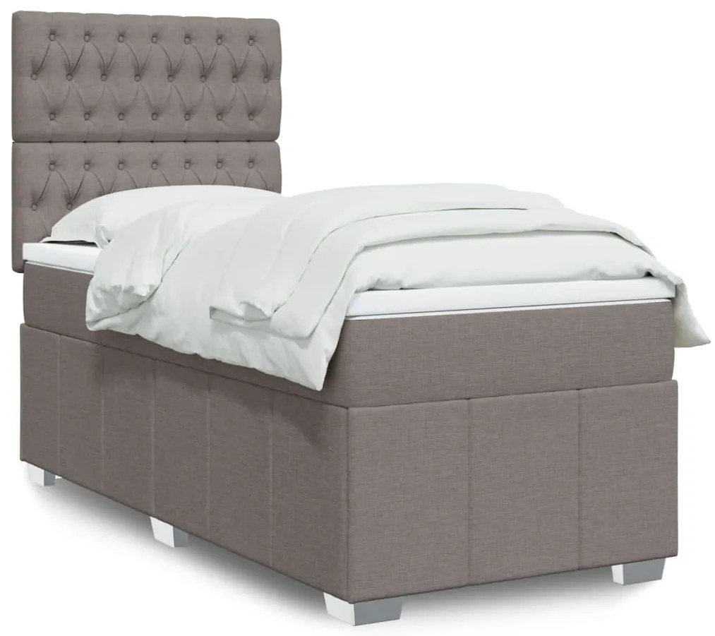 Cama com molas/colchão 100x200 cm tecido cinza-acastanhado
