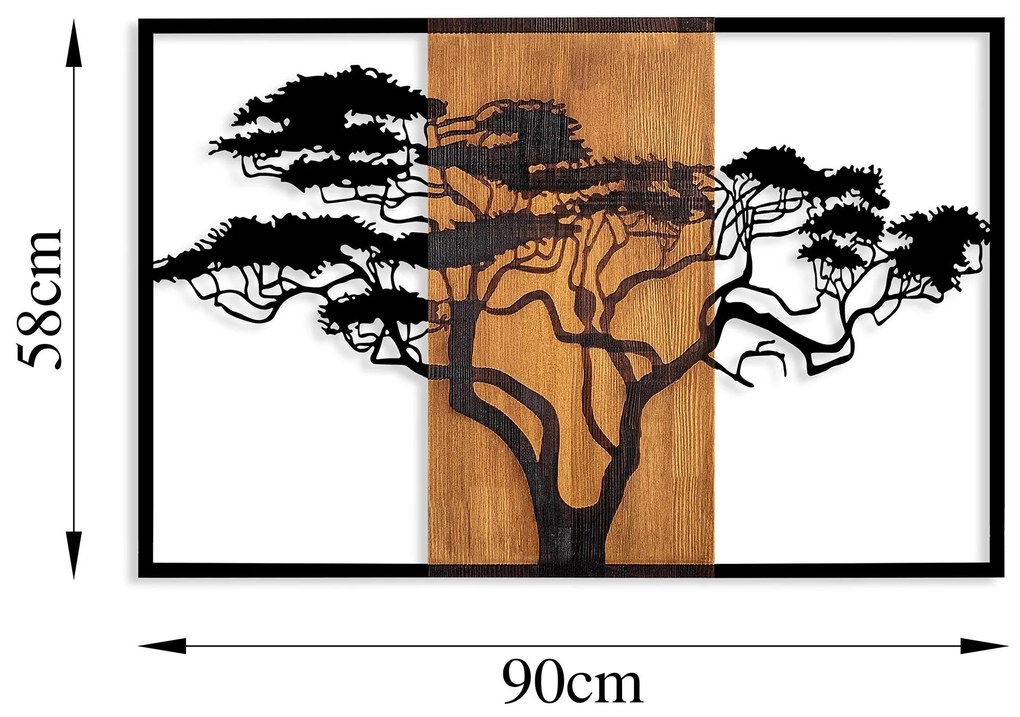 Acessório Decorativo de Parede Acácia – Nogueira e Preto – 90 x 58 cm