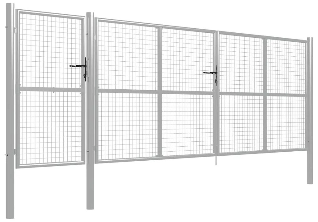 Portão de jardim 500x150 cm aço prateado