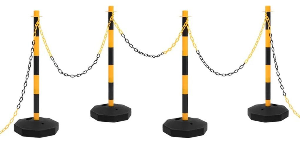 150957 vidaXL Conjunto de postes com corrente de plástico 10 m