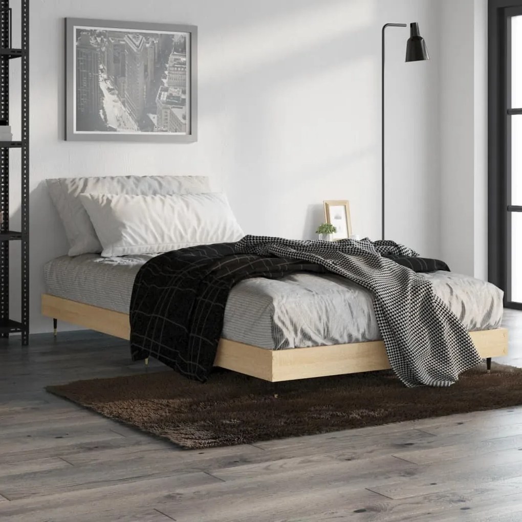 vidaXL Estrutura cama s/ colchão derivados de madeira carvalho sonoma