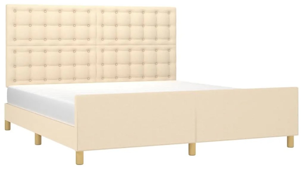 Estrutura de cama sem colchão 160x200 cm tecido cor creme