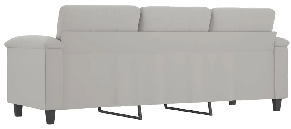 Sofá de 3 lugares 180 cm tecido de microfibra cinzento-claro