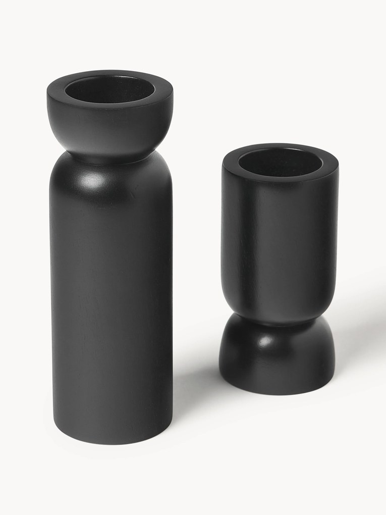 Suporte para velas em madeira de manga Matti, conjunto de 2