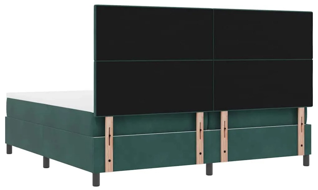 Cama Box Spring com Colchão Verde Escuro 200x200 cm Veludo