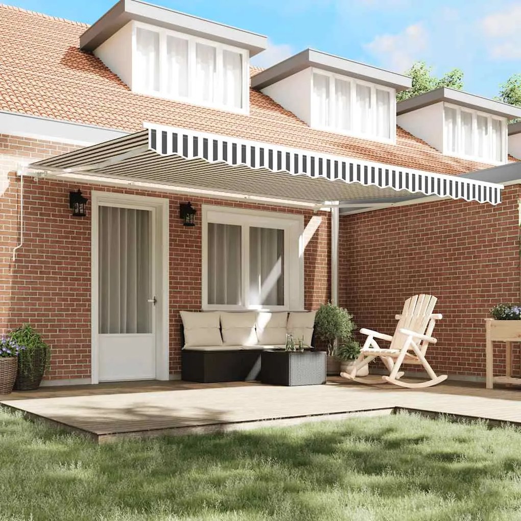 Toldo retrátil manual 450x300 cm antracite e branco