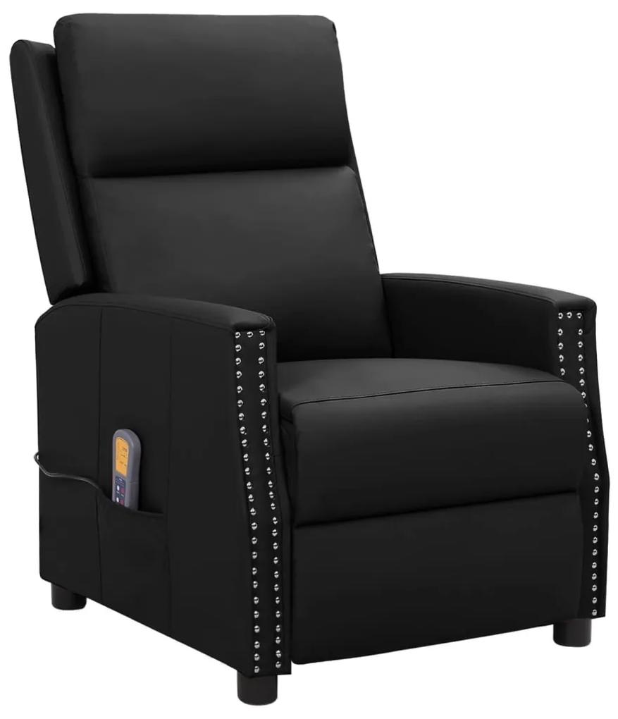 338843 vidaXL Poltrona de massagens reclinável couro artificial preto