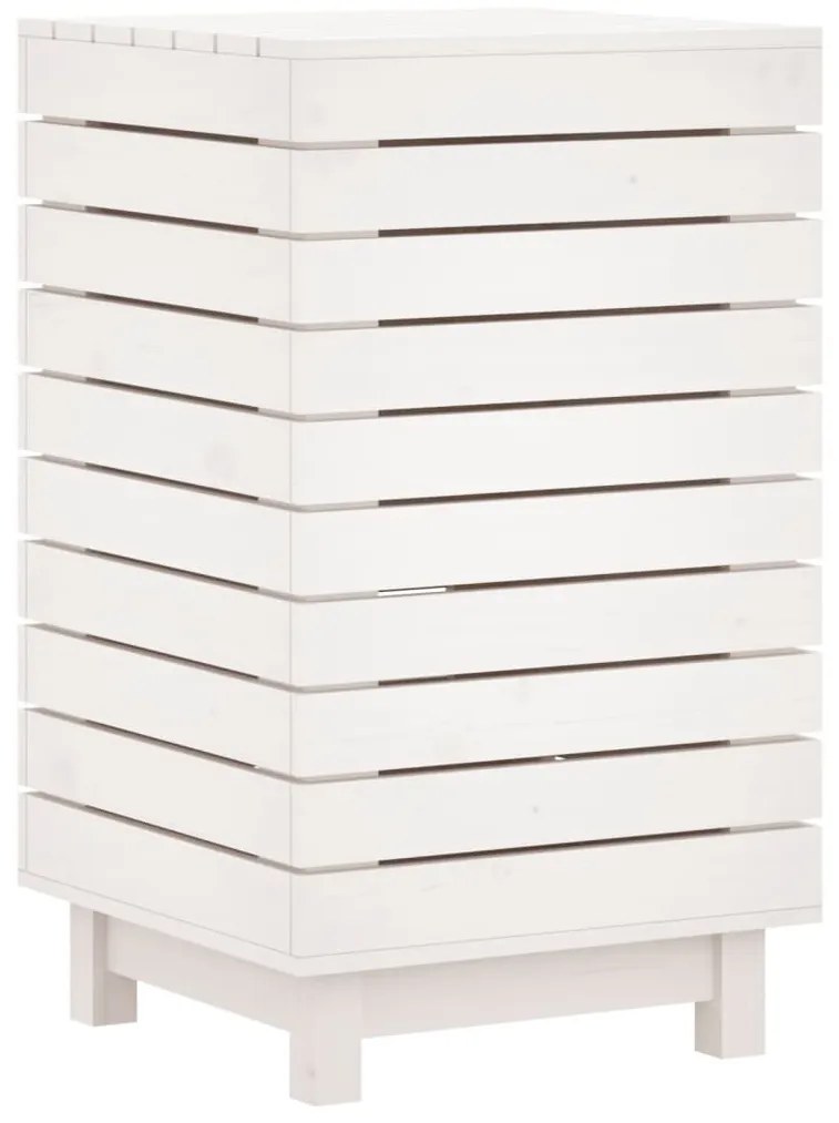 Cesto de roupa suja 44x44x76 cm madeira de pinho maciça branco